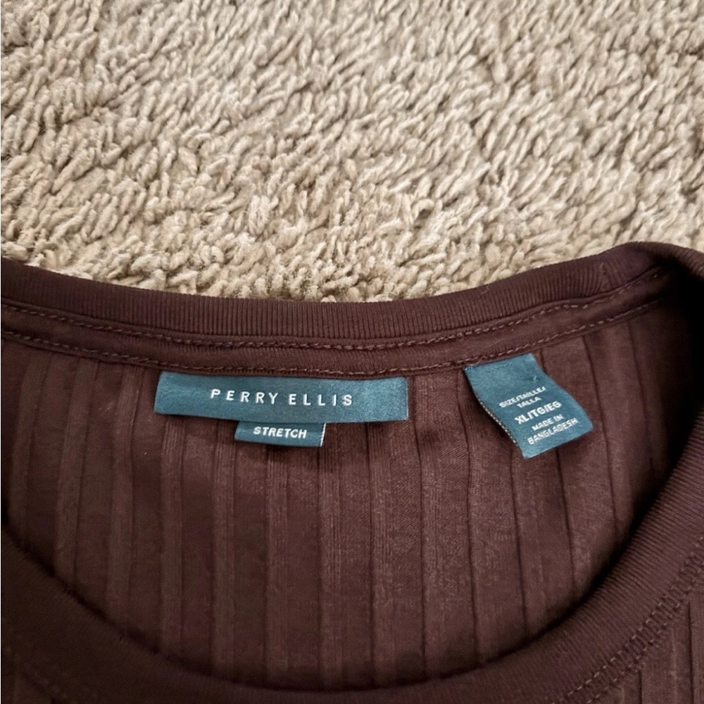 Perry Ellis Chocolate Ribbed Top